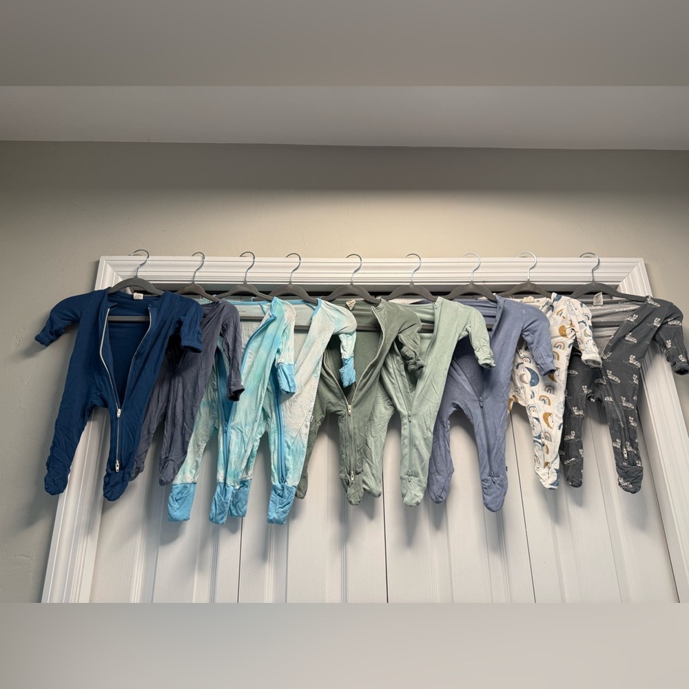 Lot of 9 - Kyte, Little Sleepies, & Carter’s Bamboo Footies - Newborn